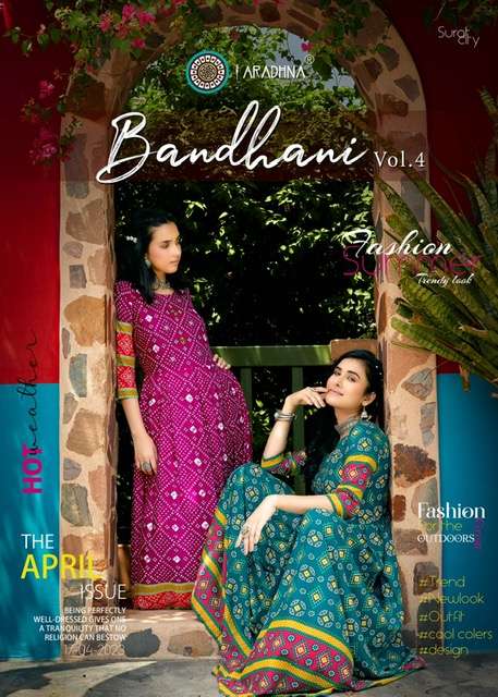 ARADHNA PRESENTS BANDHANI VOL 4 RAYON WITH PRINT WITH EMBROIDERY WHOLESALE GOWN